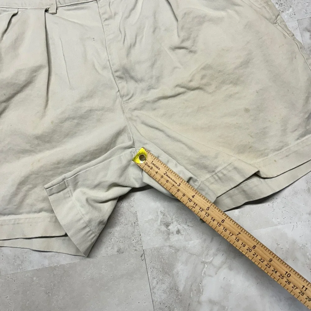 Polo Ralph Lauren Andrew Short Beige Mens 33 Pleated Chino Vintage Made in USA